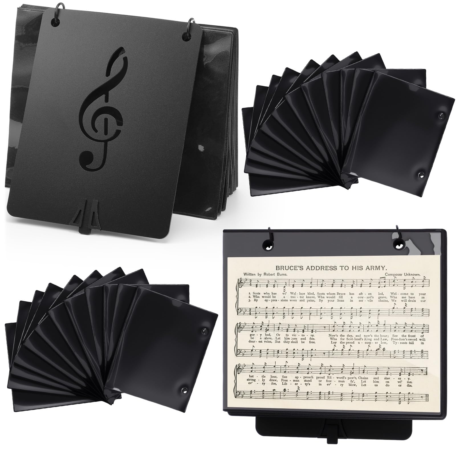Photo 1 of Feifeiya 11 Pcs Flip Folio Folder, Marching Band Music Flip Folder with 10 Windows Double Side 2 Holes Sheet Musical Page for Marching Band Performance Music Files