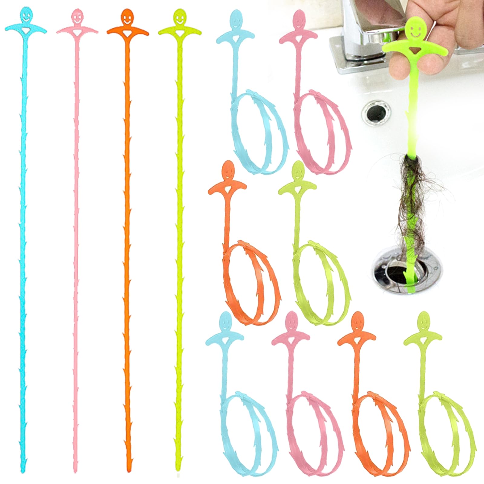 BDSHUNFB Plug Hair Remover 12 Pack, 20 Inch - Drain Snake & Unblocker Tools for Clog Cleaner - Hair Removal Drain Tool for Sink, Shower, and Plughole - Unclog Sink with Drain Weasel & Wire