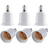 PHITUODA E12 to E26 Adapter, Bulb Base Converter, 6pcs | Candelabra to Medium Base, E12 to E26/E27 Socket, LED Energy-Saving Lamp Compatible, Maximum 60W &amp; 120℃ Heat Resistant