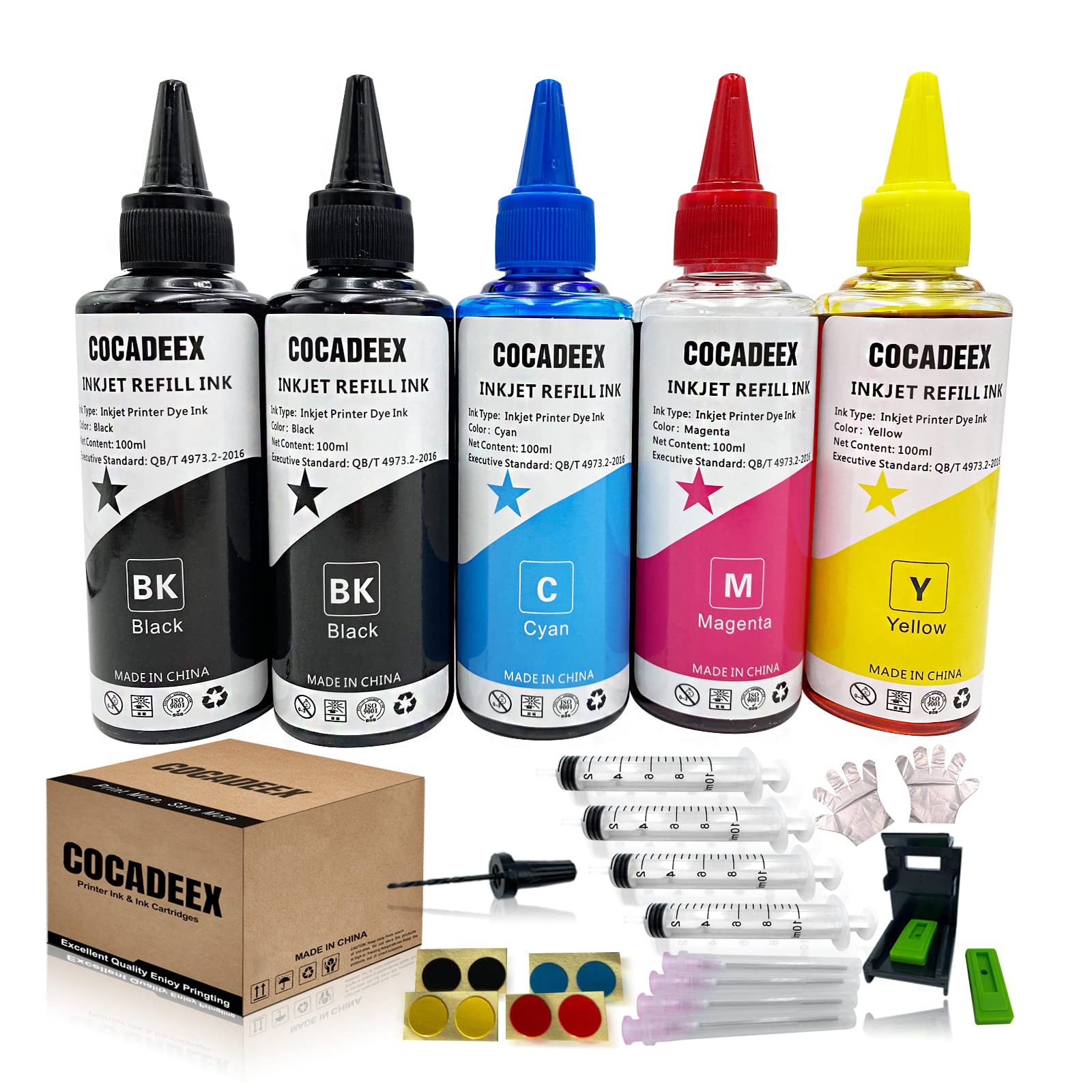 COCADEEX Refill Dye Ink Bottle Compatible with H 302 or 302XL Ink Cartridges,for Deskjet 1110 2130 2132 2134 3630 Envy 4520 4522 4524 4527 OfficeJet 3830 3831 3834 3835 4652 5220 5230 Printer