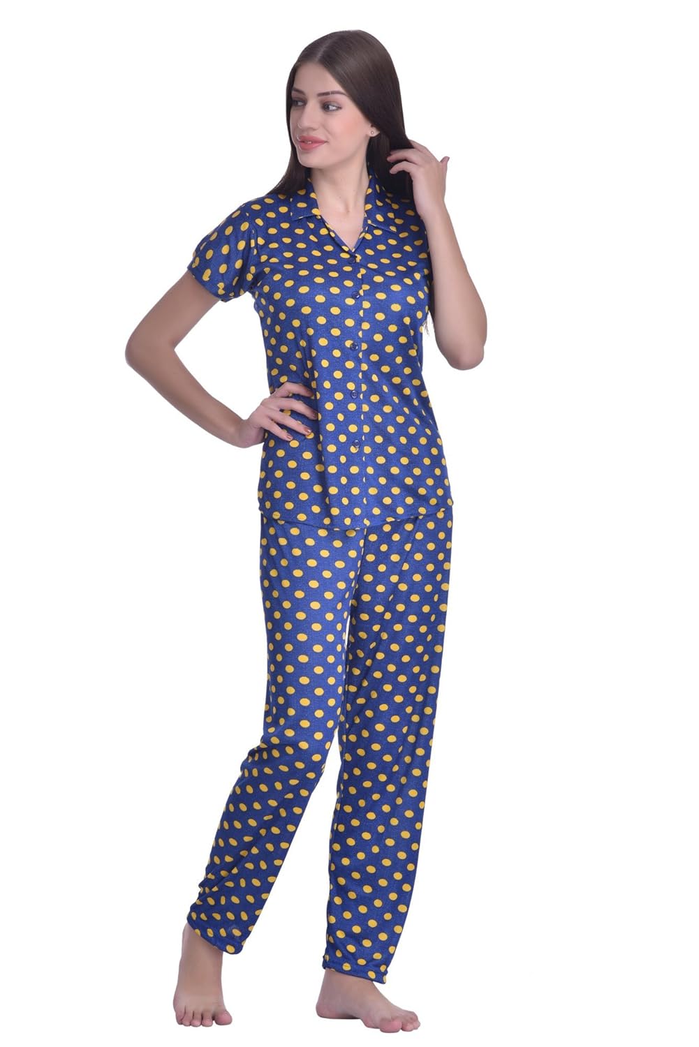 adonia women's poly cotton night suit (blue_free)