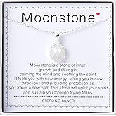 AmpleLove Sterling Silver White Moonstone Necklace New Beginnings Gifts for Women