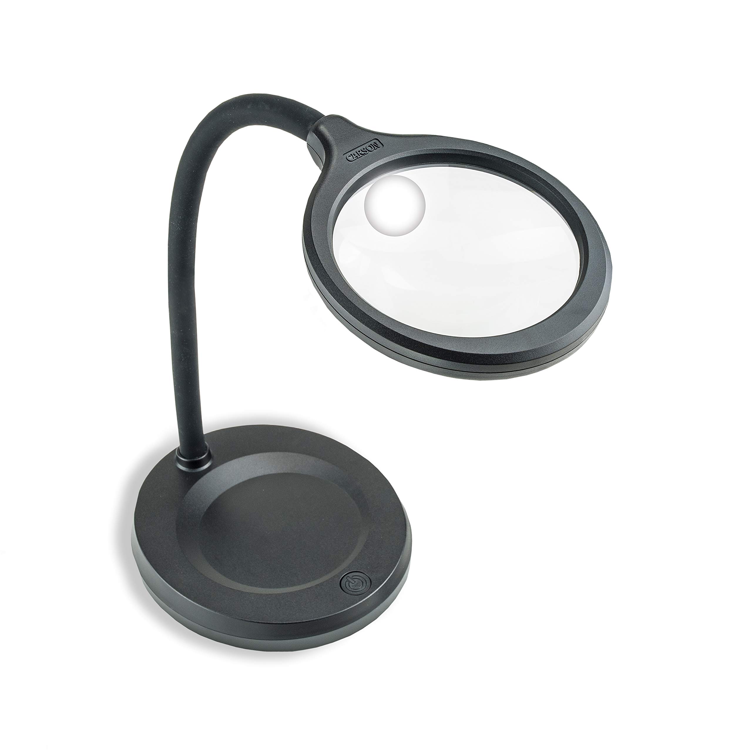 Carson DeskBrite300 Magnifying Desktop Lamp, (LM-30UK), Dual Power Source Aspheric Lens with COB LED Lights, Acrylic, Black