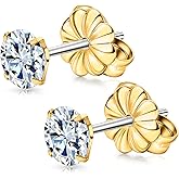 Limerencia Moissanite Stud Earrings, F136 Titanium Screw Back Earrings, D Color VVS1 Clarity Lab-created Moissanite Earrings, Hypoallergenic G23 Pure Titanium for Women Men Sensitive Ears