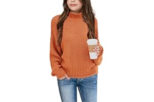Imily Bela Girls Turtleneck Sweaters Kids Batwing Sleeve Knit Clothes Chunky Pullover Jumper