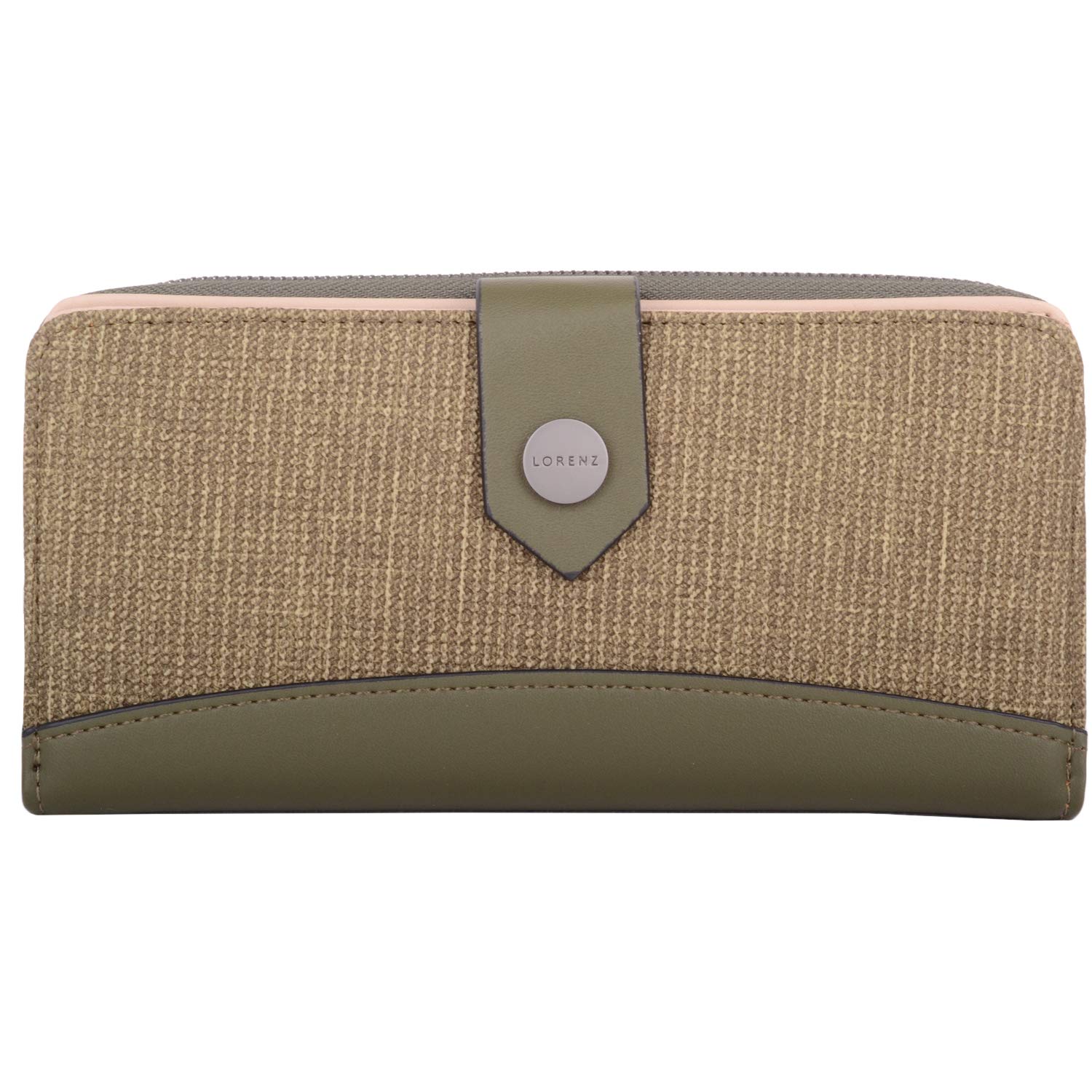 Valita Womens Large Woven Look Faux Leather RFID Protected Bi-Fold Money/Credit Card Purse - Green