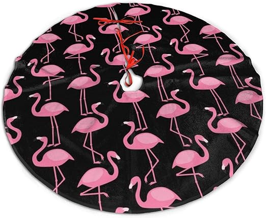 Amazon Com Yuotry Christmas Tree Skirt Pink Flamingo Xmas Tree Ornament Festival Tree Mat 30 Home Kitchen