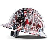 LANON Full Brim FRP Hard Hat, Class C, Premium American Flag Design | FRP Shell with 4-Point Adjustable Ratchet Suspension, ANSI Z89.1 Type I, Class C Construction, OSHA Approved Safety Helmet