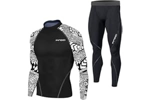 1Bests Men's Running Fitness Cooling Sportswear Camo Compression Short-Sleeved Shirt + Pants Sets