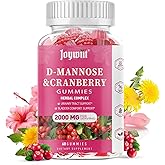 Joywiit D-Mannose Gummies 2000mg with Cranberry 500mg & Hibiscus - D Mannose Chewable Supplements for Women - Liver, Bladder Flush & Urinary Tract Cleanse Health Supplement, 60 Counts