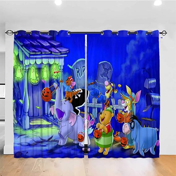 Winnie The Pooh Blackout Window Panel Curtains,Grommet Top, W72.04xL72