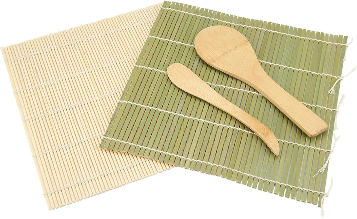 Bamboo Sushi Tools, Sushi Mat Set, Natural Bamboo Sushi Roller Set