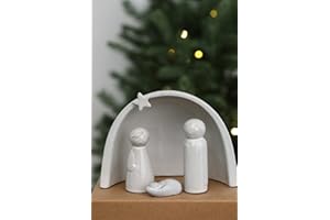 WONDROUS' DECO Porcelain Nativity Scene Set,4Pcs Ceramic Christmas Tabletop Scene-4.5" Tall,Small Modern Nativity Ornament,Christmas Indoor Decor,Mini Sets&Nativity Figures,Unique Xmas