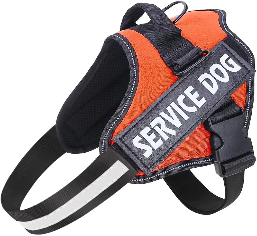 Belababy Soft No Pull Dog Harness XS Orange Adjustable Service Vest Reflective