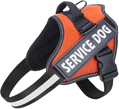 Belababy Soft No Pull Dog Harness Large Adjustable Reflective Orange
