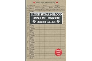 Blood Pressure & Blood Sugar Logbook Large Print: Log book For Daily & Weekly Tracking of Blood Glucose, Pressure Levels & Heart Rate For Diabetic Patients. Record 2 Year Data. (Medical Logbooks)