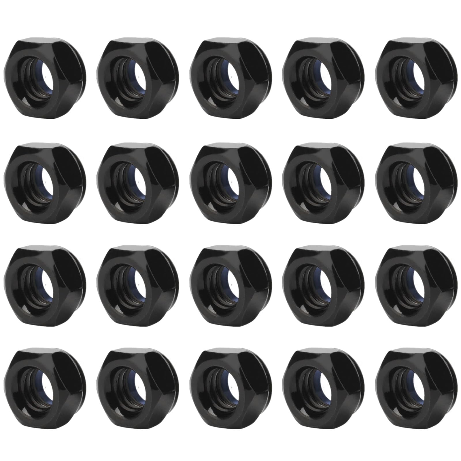 M12 Hex Lock Nuts, Stainless Steel 304 Black Nylon Insert Fastening Nut, Pack of 20