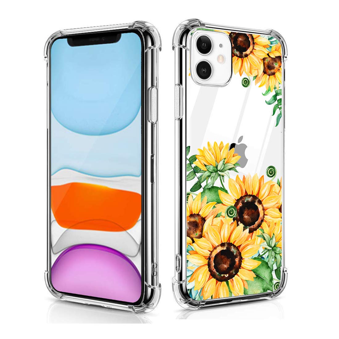 RicHyun Sunflower Case for iPhone 11, Yellow Floral Pattern Soft Flexible TPU Protective Case for iPhone 11 2019