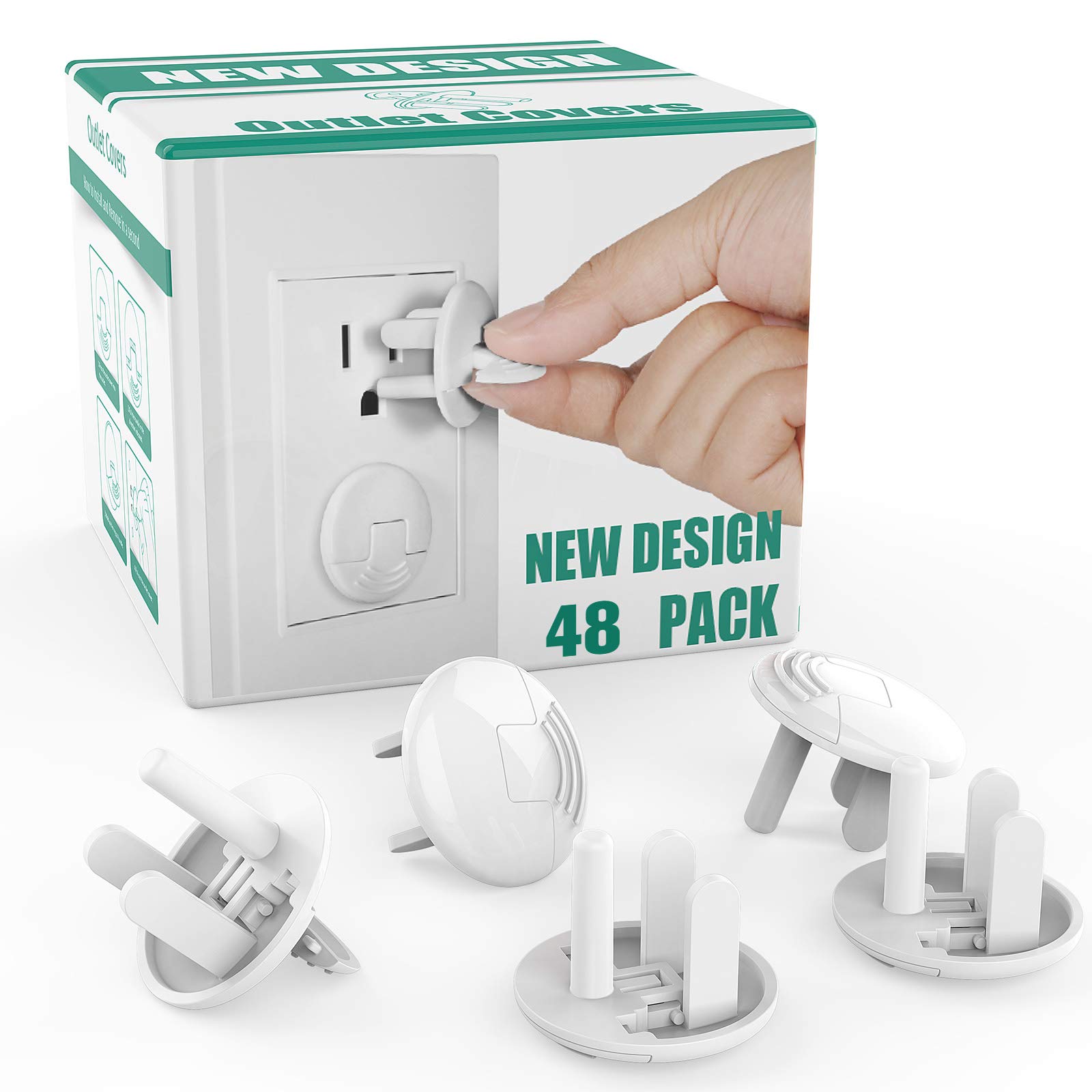 Photo 1 of Outlet Covers with Hidden Pull Handle (48 Pack) Upgraded Round 3-Prong Outlet Plug Covers Durable Insulation Material Power Outlet Covers White Socket Covers Baby Proofing Electrical Outlet Protectors