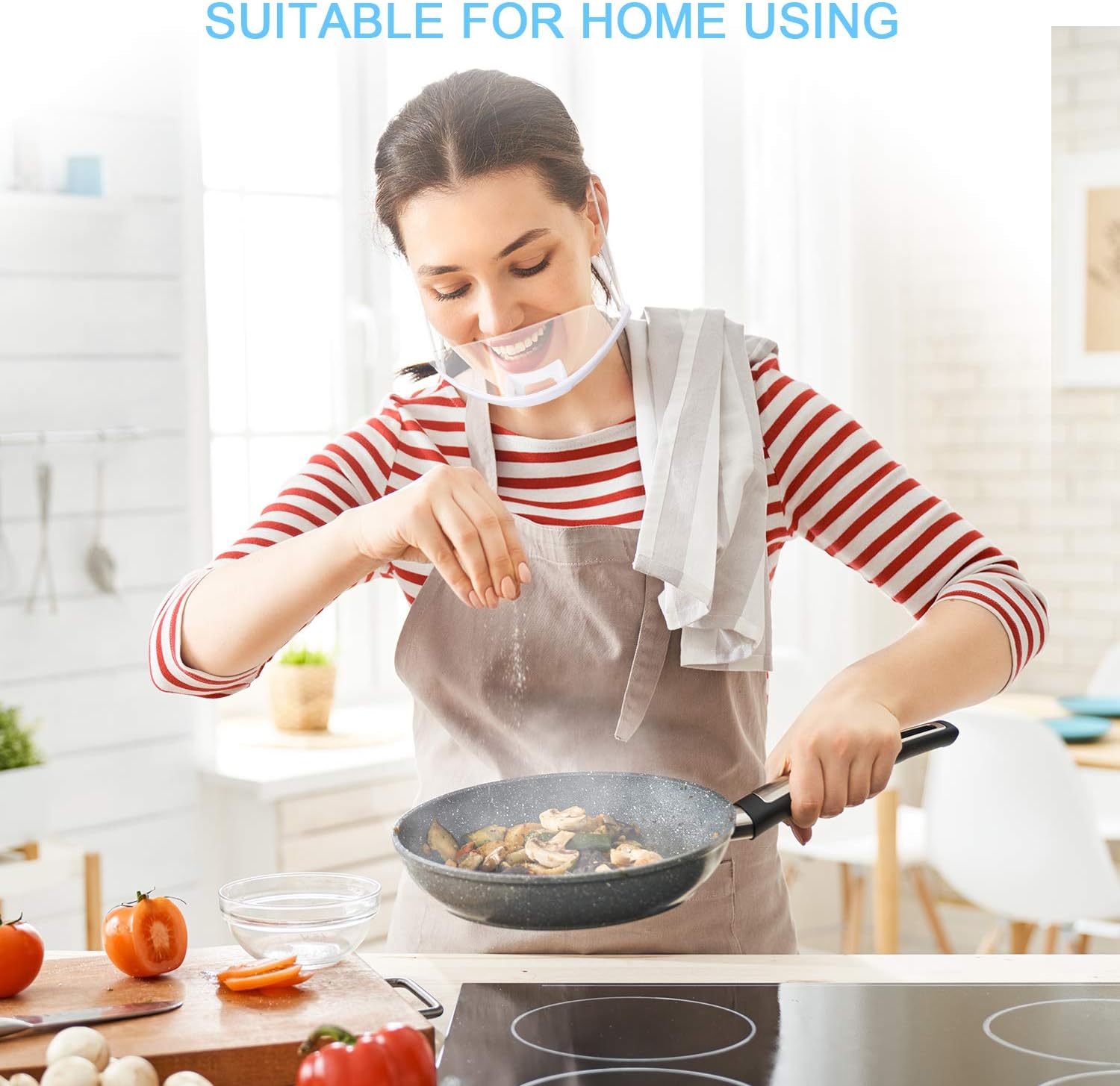BBTO 5 Pieces Transparent Open Mouth Shield Sanitary Reusable Food Mouth Cover for Restaurant Tattoo Makeup Catering (White): Home & Kitchen