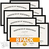 YixangDD 8 PACK Certificate Frames 8.5 x 11, Black Diploma Frame Document Frame with Clear Plexiglass, Picture Frames for Tabletop and Wall Display