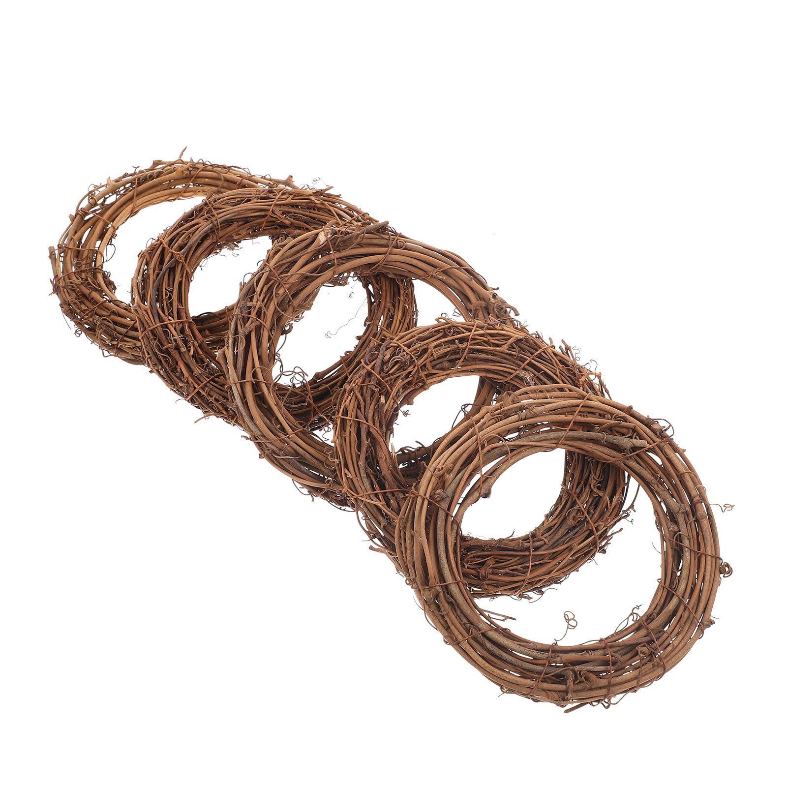 Operitacx Rattan Wreath 5pcs Natural Wreath 12cm Diameter Retro Christmas Rings Braided DIY Hand-Woven Grapevine Vines s Crafts Vine Branch