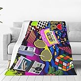 Retro Vintage 80s or 90s Fashion Style Throw Blanket Fleece Blanket Soft Cozy Warm Flannel Blanket for Living Room Couch Bed Office 50"x 40"