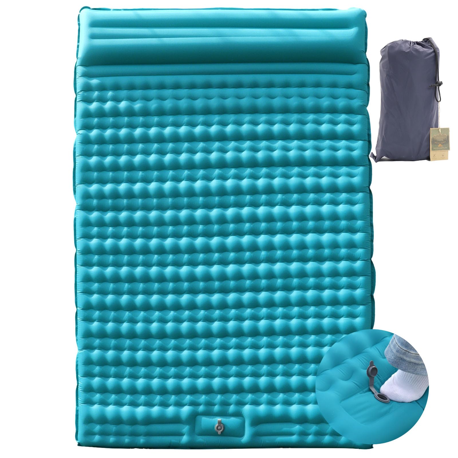 Photo 1 of Inflatable Double Sleeping Pad for Camping, 2 Person Air Mattress Self-Inflating Camp Pad, Extra Thick & Lightweight, Ultimate Comfort for Two Campers