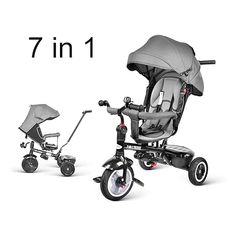 besrey Dreirad 7 in 1 Kinderdreirad Kinder Dreirad mit drehbarem Sitz lenkbarer Schubstange Sonnendach ab 6 Monate bis 6 Jahr