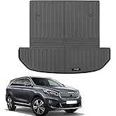 Custom for 2016-2020 Kia Sorento 7 Seat Cargo Mats Trunk Liner with 3rd Rear Seat Backrest Mats All Weather TPE Protection Mat Accessories (for 2016-2020 Kia Sorento)