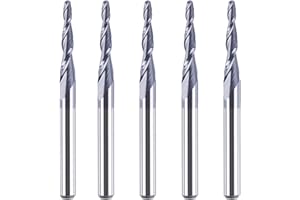 SpeTool 5 Pieces 0.75MM Tip Radius (1.5mm Diameter) Tapered Ball Nose Carbide Router bits 1/8 inch Shank for Wood Carving 3D 