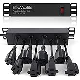 ElecVoztile 10 inch Rack PDU, 8 Rear Outlets, 15A, 125V, 1875W | 15A Overload Switch, 1U Rackmount, 6ft Cable, Ideal for 6U+ Mini Server Rack