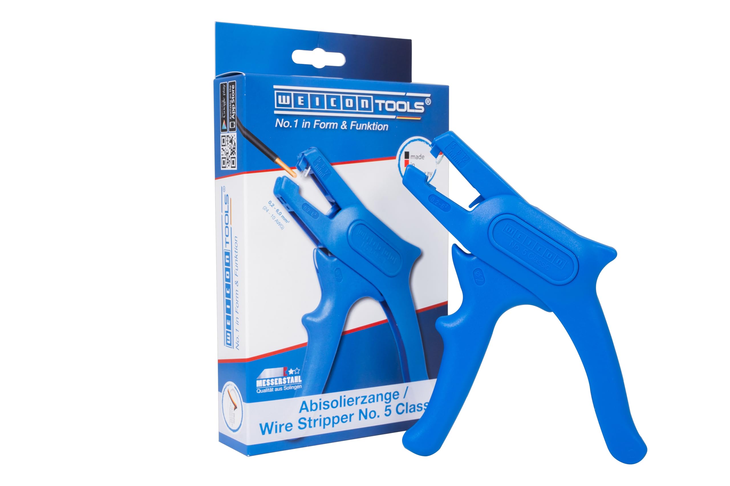 WEICON Tools Automatic Wire Stripper No. 5 Classic, Wire Stripper for Cables from 0.2-6 mm², Made in Germany