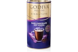 Godiva Chocolatier Premium Dark Chocolate Hot Cocoa Mix, Hot Chocolate Drink Mix Canister, Smooth Rich Flavor with No Added Colors, Preservatives, or Artificial sweeteners