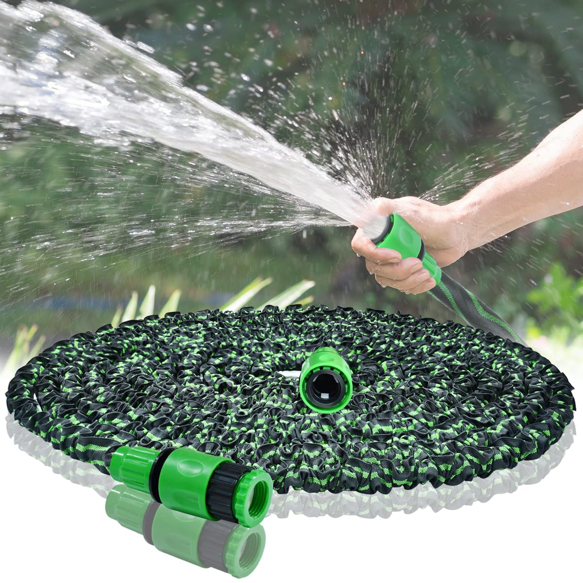 Liwison Expandable Garden Hose Pipe Upgrade 3-Layer Latex CoreFlexible Water Hose No Kink Anti-Leakage Gardening Hose For Patio,Lawn,Garden (Green 25FT)
