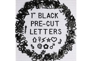 BIG ROLE 1 Inch Letters 252 pcs Black Pre-cut Letters for Changeable Felt Letter Board Letters Black 1’’ Pre-Cut Plastic Black Letters Extra