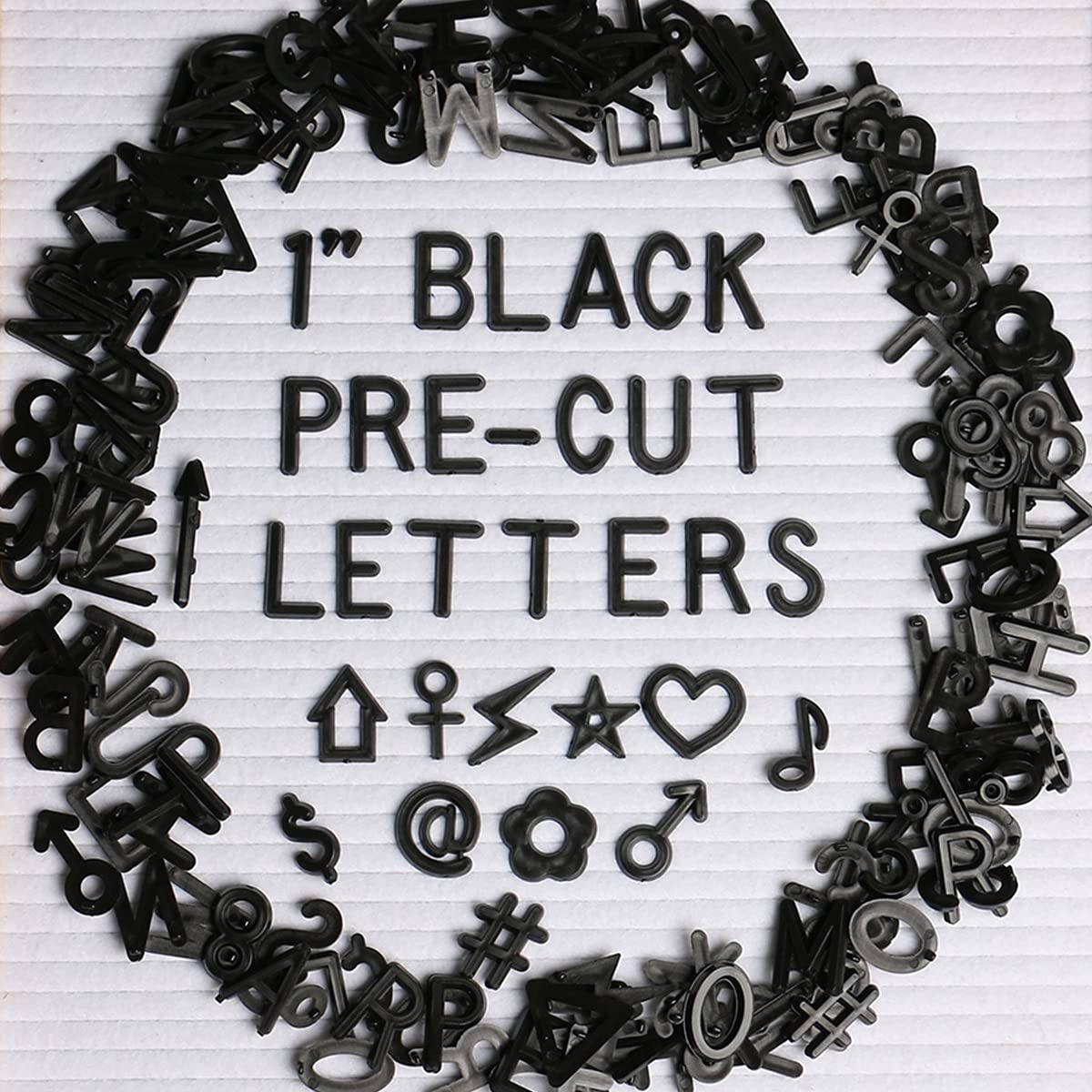 Photo 1 of Black Letters for Letter Board Letters Only, 1 inch Message Board Letters Felt Letter Board Sign Accessories (378 pcs), 1” Pre Cut Plastic Letterboard Letters Numbers Changeable Menu Board Replacement