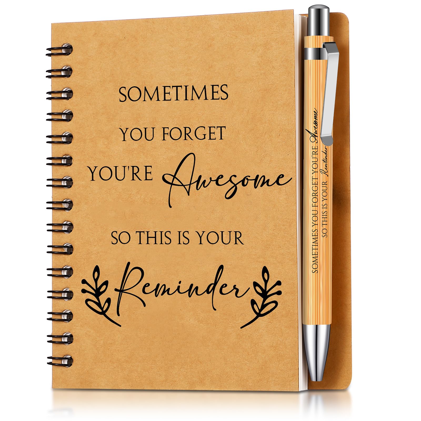 Dianelhall 2 Pcs Thank You Teacher Gift Sorry Your Leaving Colleagues Women Inspirational Notebook Ballpoint Pen Kraft Lined Notepad Appreciation Gifts for Employee Coworker Volunteer Christmas