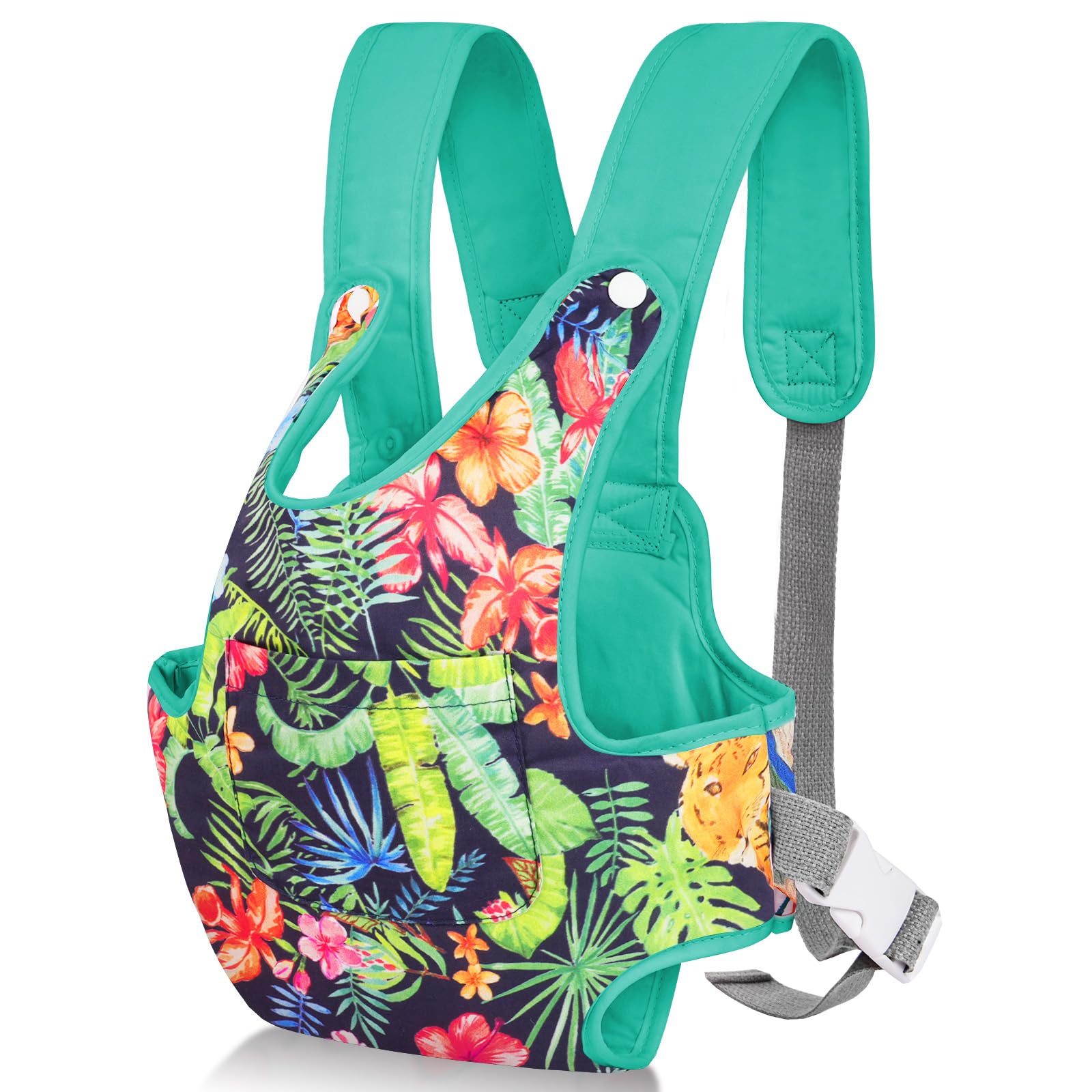 Aolso Baby Doll Carrier, Doll Carrier Soft Cotton, Front and Back Carrying with Adjustable Straps for Baby, 14" to 18" Doll Carrier Seat for Baby Born, Carrier Doll Accessories for Kids (Dark Green)