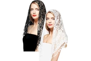 BOARDFEB 2 Pcs Mass Veil Triangle Mantilla Cathedral Head Covering Chapel Veil Latin Scarf Latin Mass Head Covering Veils