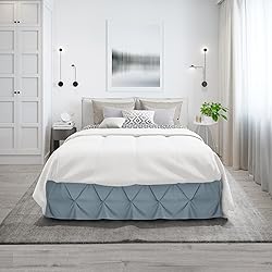 Nestl Stone Blue Bed Skirt Full Size, Pinch Pleat