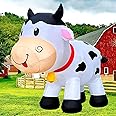 6FT Cow Inflatables Christmas Spring, Farm Ranch Blow up Animals Cute Dairy Cattle,Decorations Outdoor Yard Built-in LED Lights Big Large Highland Highlander Decor Party Lawn Holiday Outside