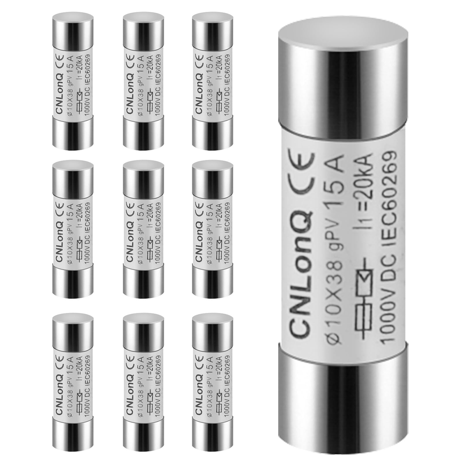 Jadeshay Fuses 10pcs Solar DC1000V PV Fuse GPV Type Fuse Link HSPV-30 10x38mm for Solar PV System Protection (Size : 20A)