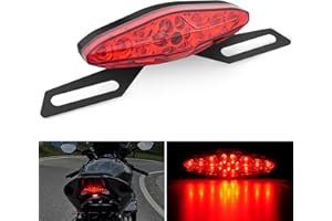 Nilight Motorcycle Tail Lights LED Brake Running Light with License Plate Bracket Dirt Bike Rear Lighting Compatible with Honda Yamaha Kawasaki Suzuki Chopper Turing Cruiser, Red