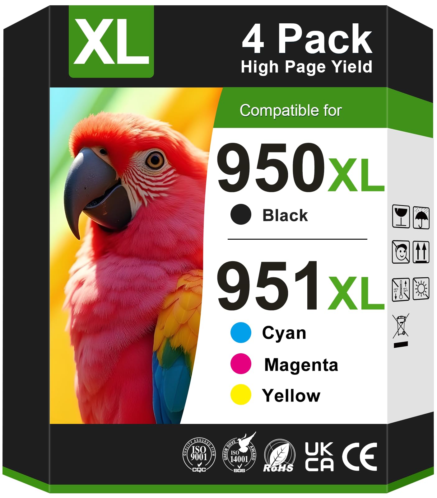 Photo 1 of 950xl and 951xl Ink Cartridges Combo Pack Replacement for HP 950 951 Ink Cartridges Combo Pack Works for HP Officejet Pro 8600 8610 8620 8630 8100 8615 Printers (4 Pack) Black Cyan Magenta Yellow