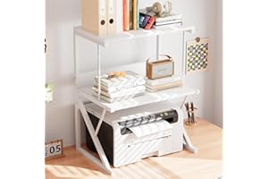aboxoo Printer Stand for Desk, Desktop Printer Shelf Large Printer Stands 3 Tiers Multi-Purpose Desk Office Organization Shel