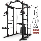 Mikolo K6 2.0 Power Cage, Power Rack with Cable Crossover System, 2000LBS Squat Rack with LAT Pull Down System, Functional Trainer with Aluminum Pulley System for Home Gym