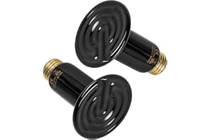 HealSmart 40W Reptile Heat Lamp Ceramic Heat Emitter, No Light Emitting Heat Bulbs, Suitable for Snake/Lizard/Spider, Plant Growth and Incubating Chicken, 2-Pack