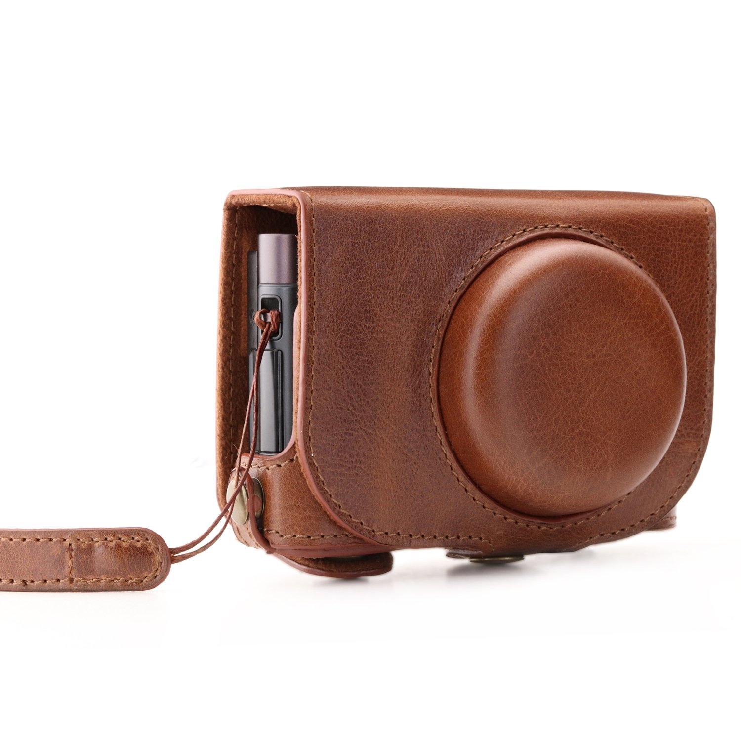 MegaGear MG1287 Ever Ready Genuine Leather Case and Strap with Battery Access for Leica C Typ 112 Camera - Brown