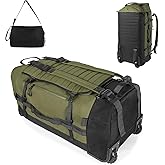 Bagenerous 86L 30” Folding Duffle Backpack with 2 Wheels,Travel Bag with Separate Shoe Compartment,Army Green